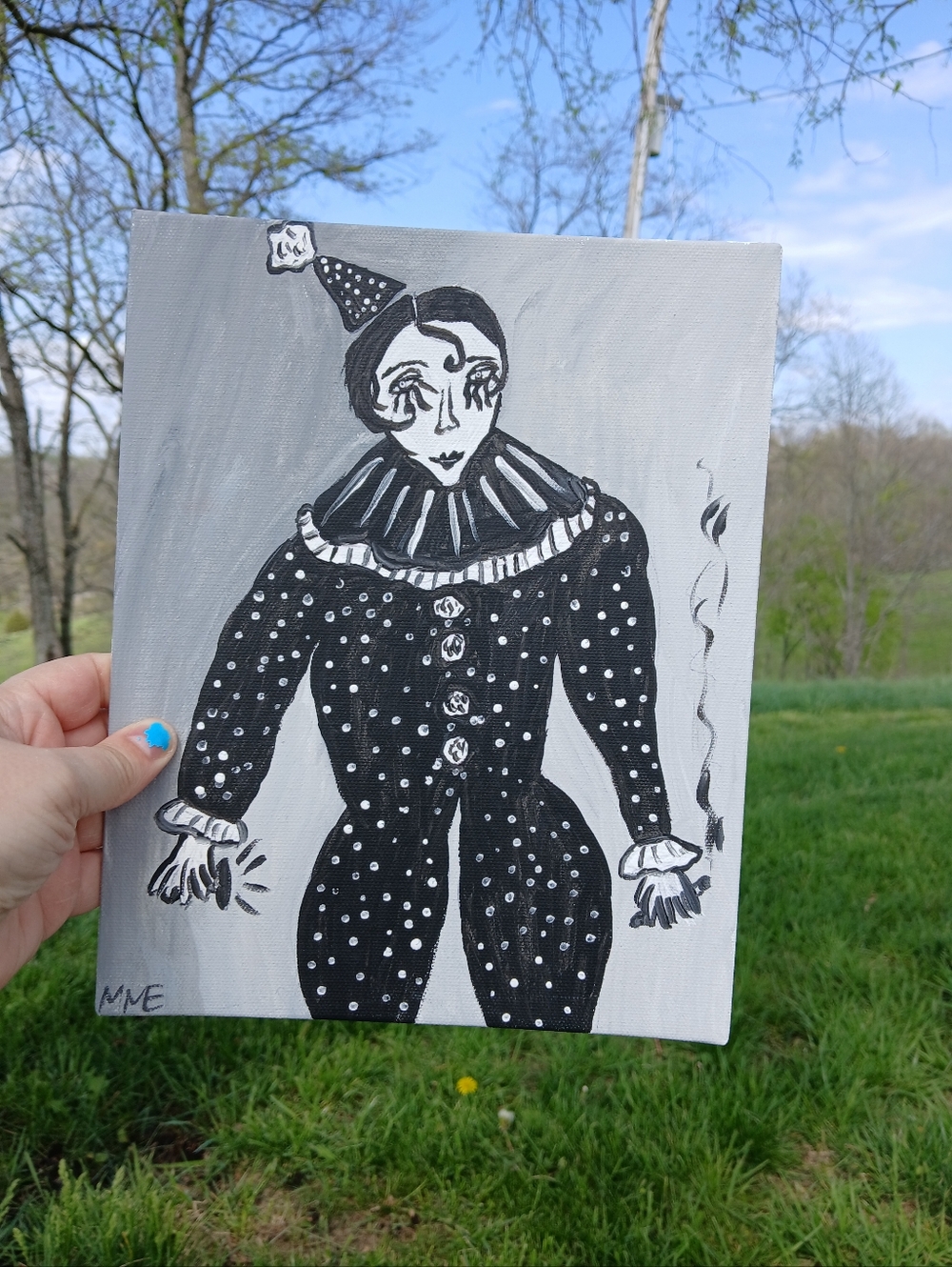 Black And White Clown Painting Art